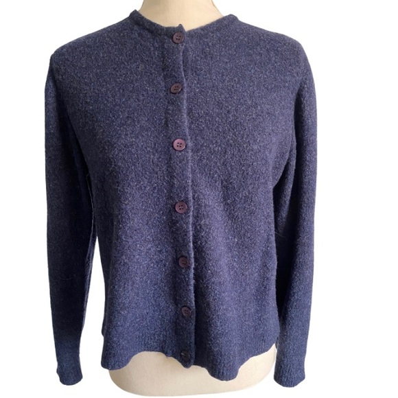 EDDIE BAUER Women’s Navy Blue Wool Nylon Polyester Button Down Sweater Size L - Picture 2 of 7